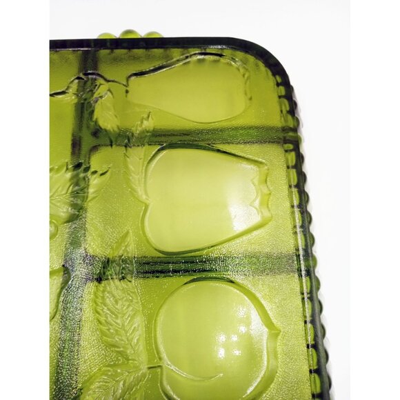 Vintage Indiana Glass Avocado Green Fruit Divided Relish Tray 70s Retro MCM 13" - Picture 14 of 15